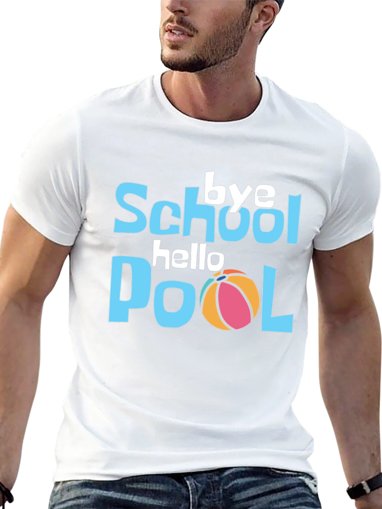 Bye School Hello Pool Black Graphic T-Shirt