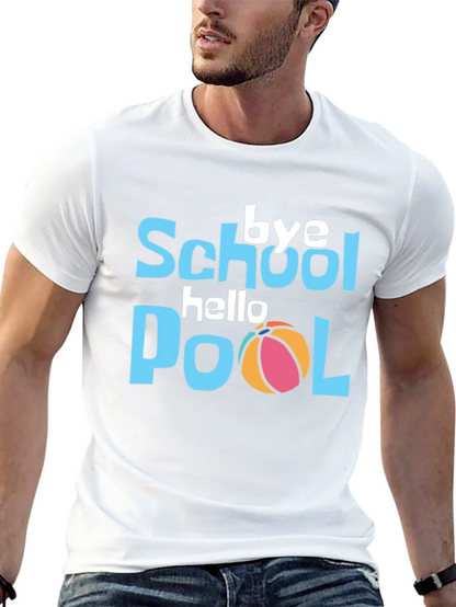 Bye School Hello Pool Black Graphic T-Shirt
