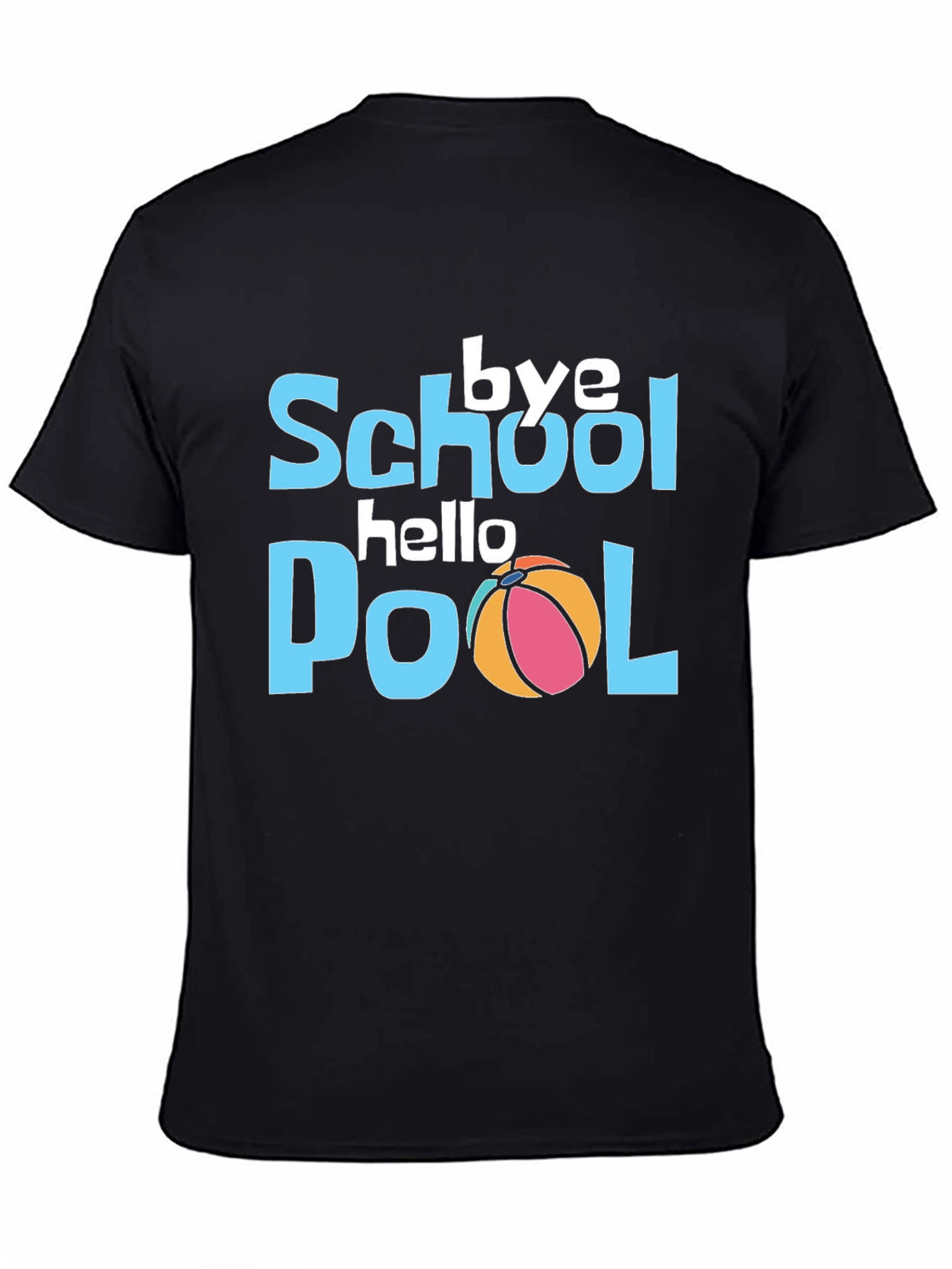 Bye School Hello Pool Black Graphic T-Shirt