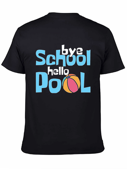 Bye School Hello Pool Black Graphic T-Shirt