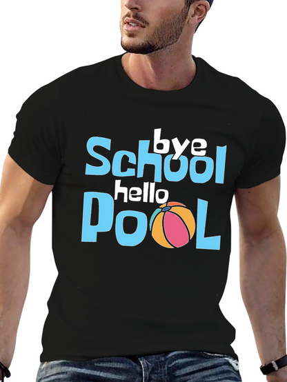 Bye School Hello Pool Black Graphic T-Shirt