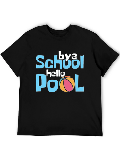 Bye School Hello Pool Black Graphic T-Shirt