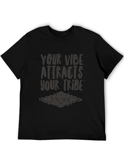 Vibe Attracts Tribe Graphic Tee - Soft Black T-Shirt