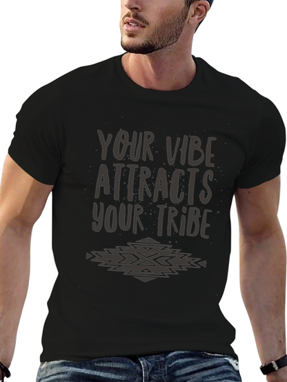 Vibe Attracts Tribe Graphic Tee - Soft Black T-Shirt