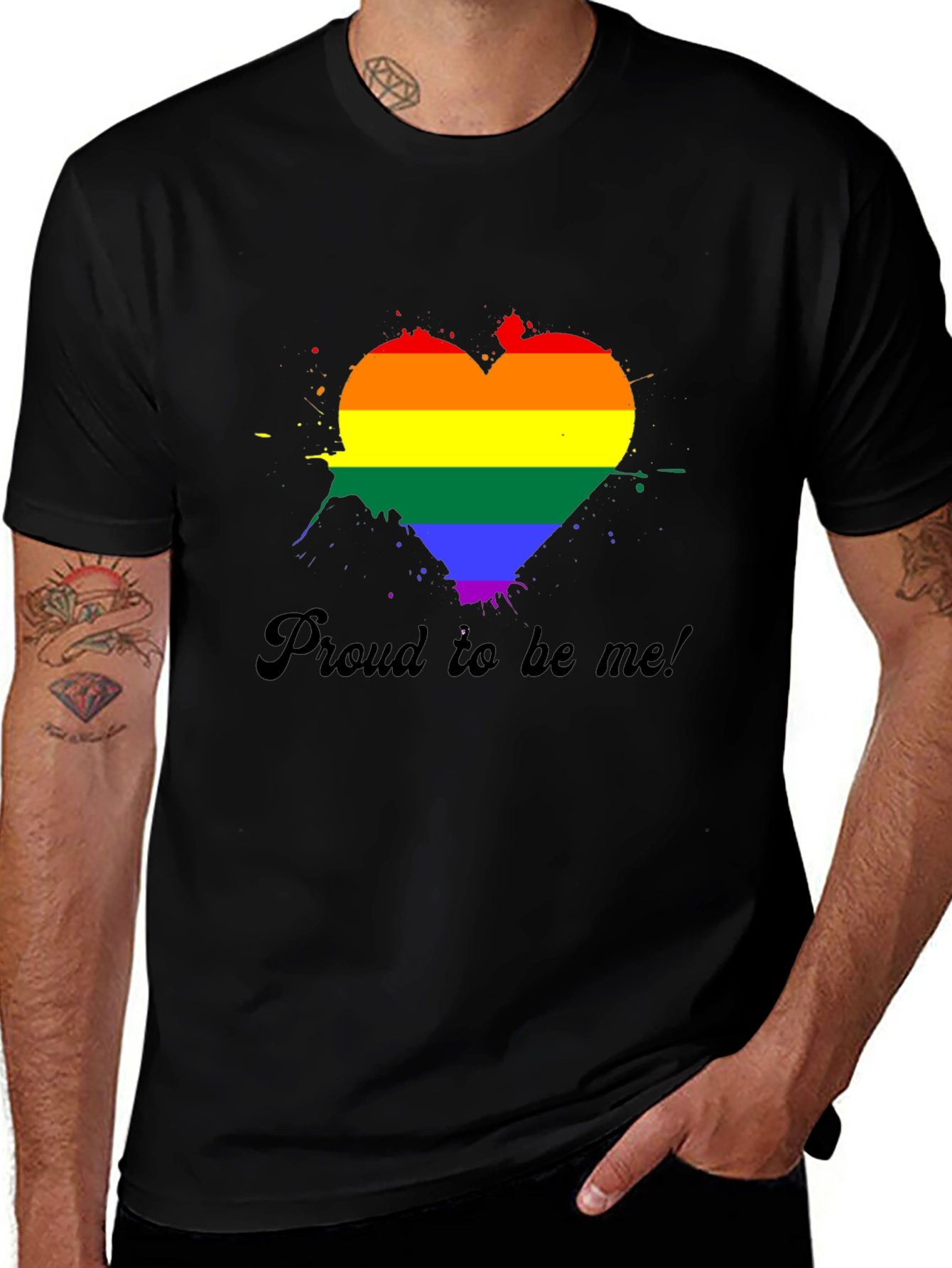 Pride Heart Graphic Tee - Black