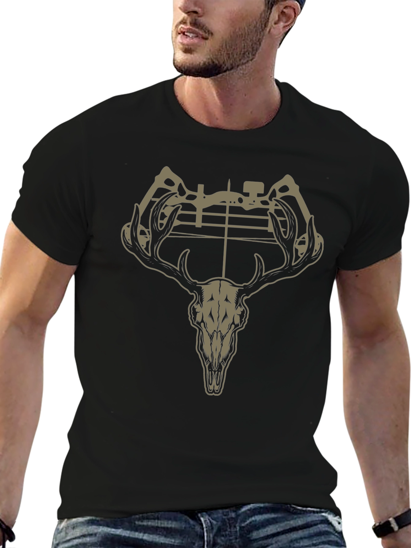 Deer Skull Bow Hunting Graphic T-Shirt