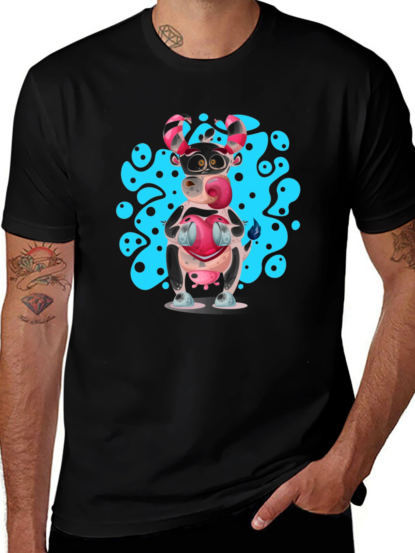 Cartoon Cow T-Shirt - Novelty Graphic Tee
