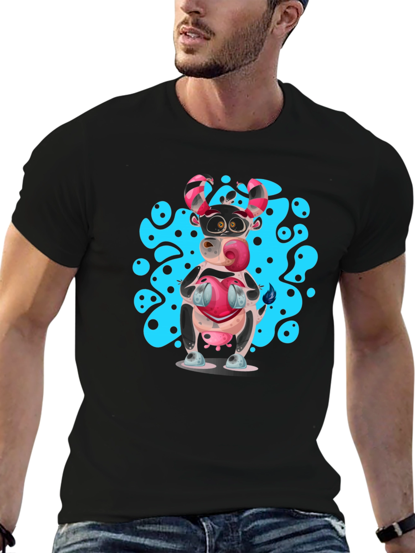 Cartoon Cow T-Shirt - Novelty Graphic Tee