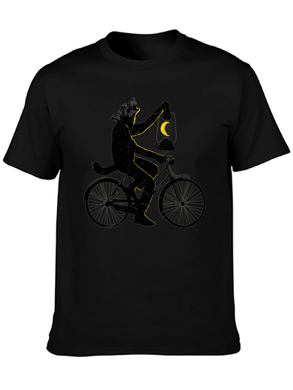 Cat on Bike T-Shirt - Whimsical Graphic Tee