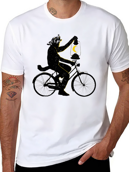 Cat on Bike T-Shirt - Whimsical Graphic Tee