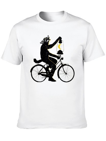 Cat on Bike T-Shirt - Whimsical Graphic Tee