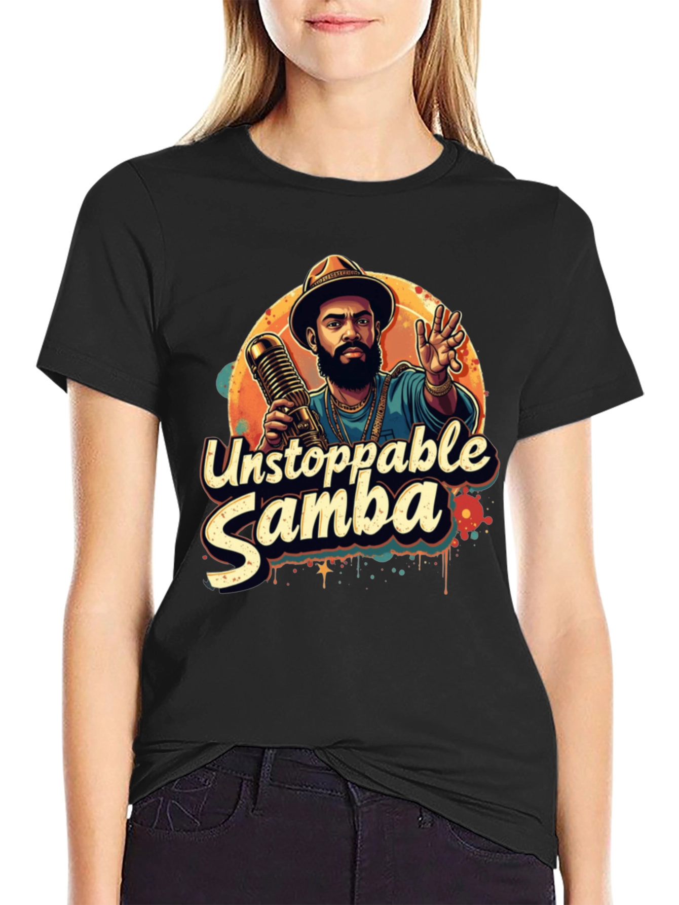Unstoppable Samba Graphic T-Shirt - Black