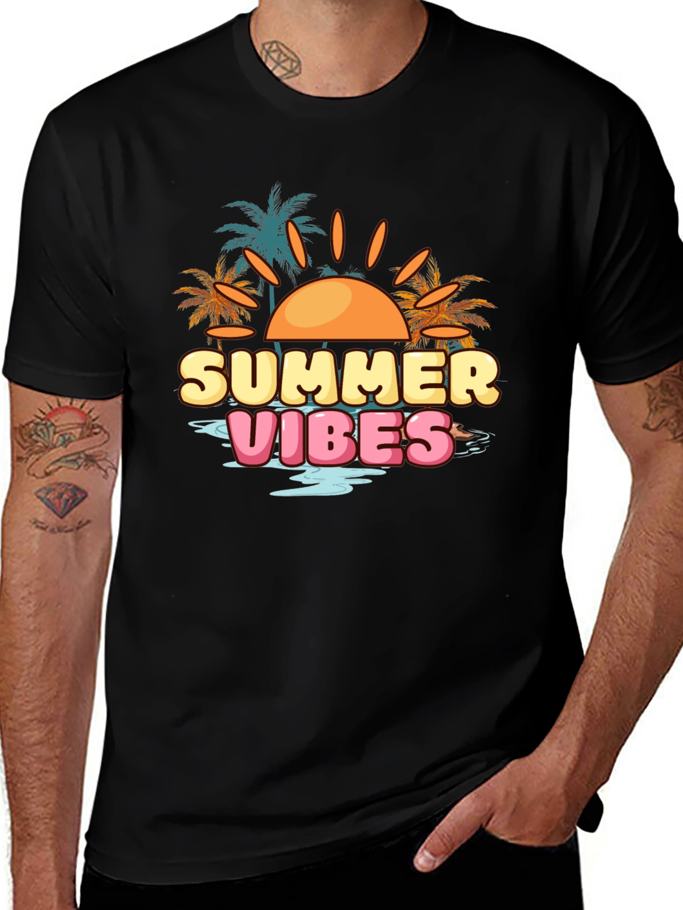 Summer Vibes Graphic Tee - Black T-Shirt