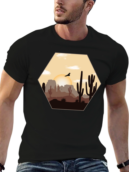 Desert Sunset Graphic Tee - Cacti Landscape Shirt