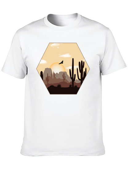 Desert Sunset Graphic Tee - Cacti Landscape Shirt