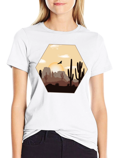 Desert Sunset Graphic Tee - Cacti Landscape Shirt