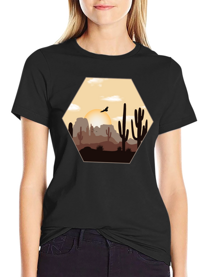 Desert Sunset Graphic Tee - Cacti Landscape Shirt