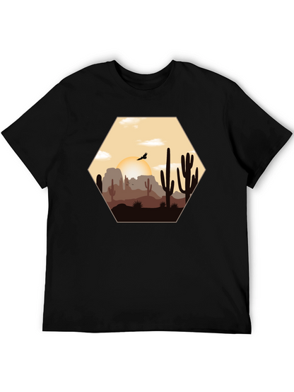 Desert Sunset Graphic Tee - Cacti Landscape Shirt
