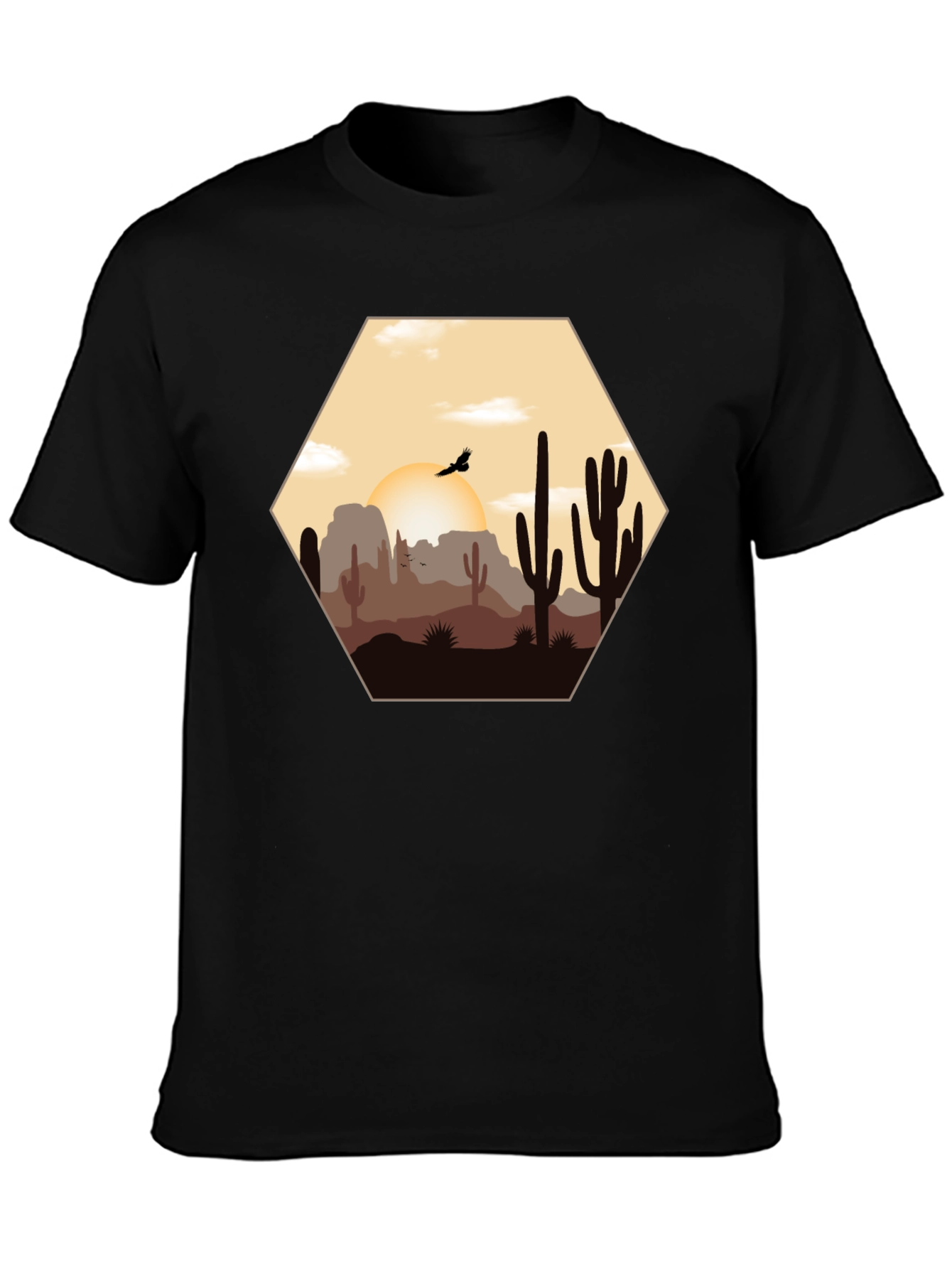Desert Sunset Graphic Tee - Cacti Landscape Shirt