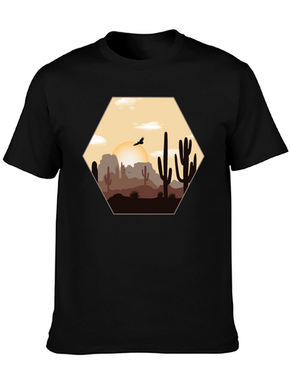 Desert Sunset Graphic Tee - Cacti Landscape Shirt