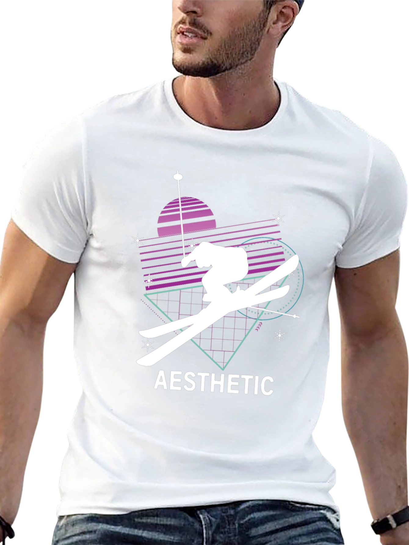 Aesthetic Skiing Graphic Tee - Black