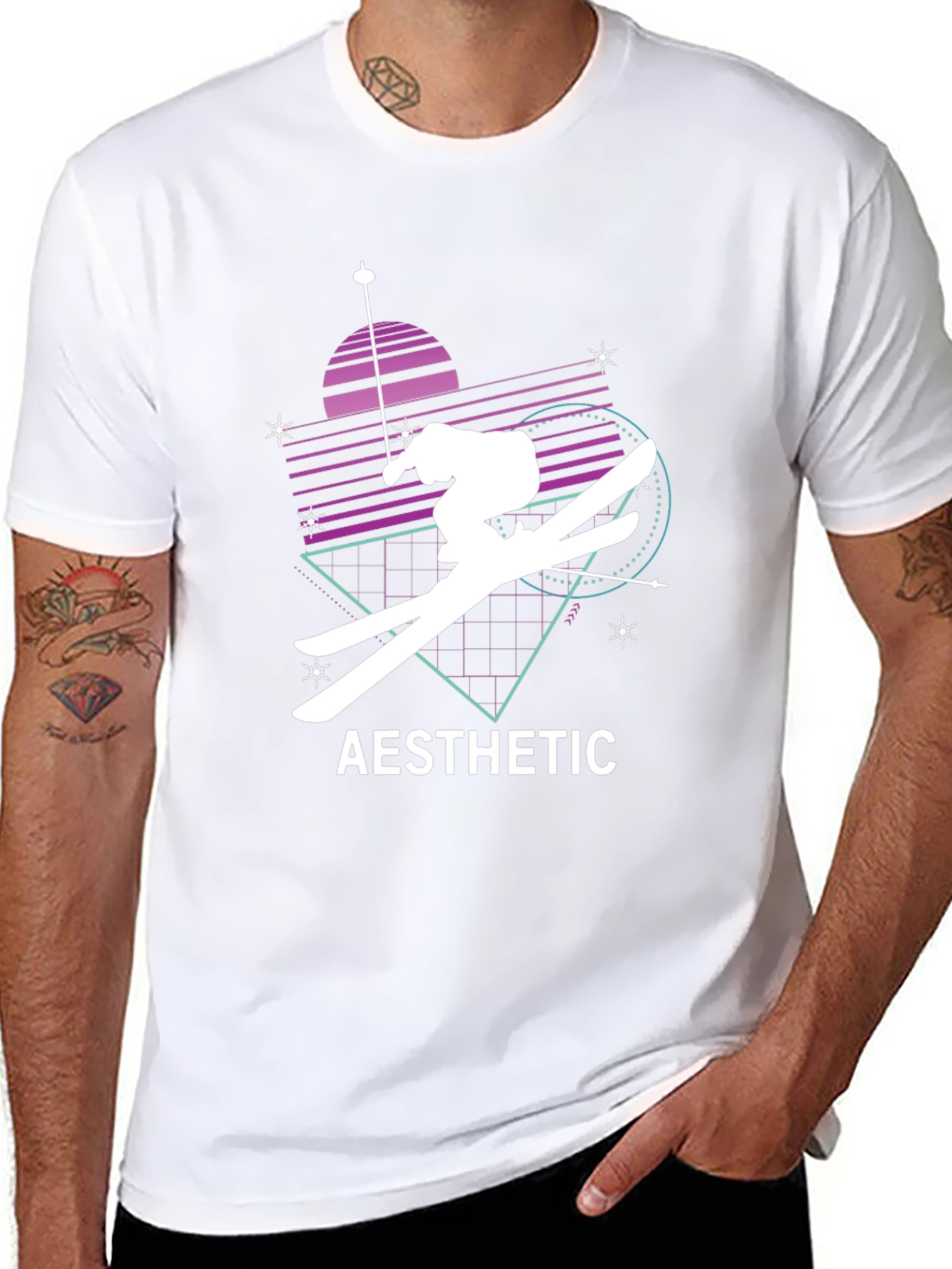 Aesthetic Skiing Graphic Tee - Black