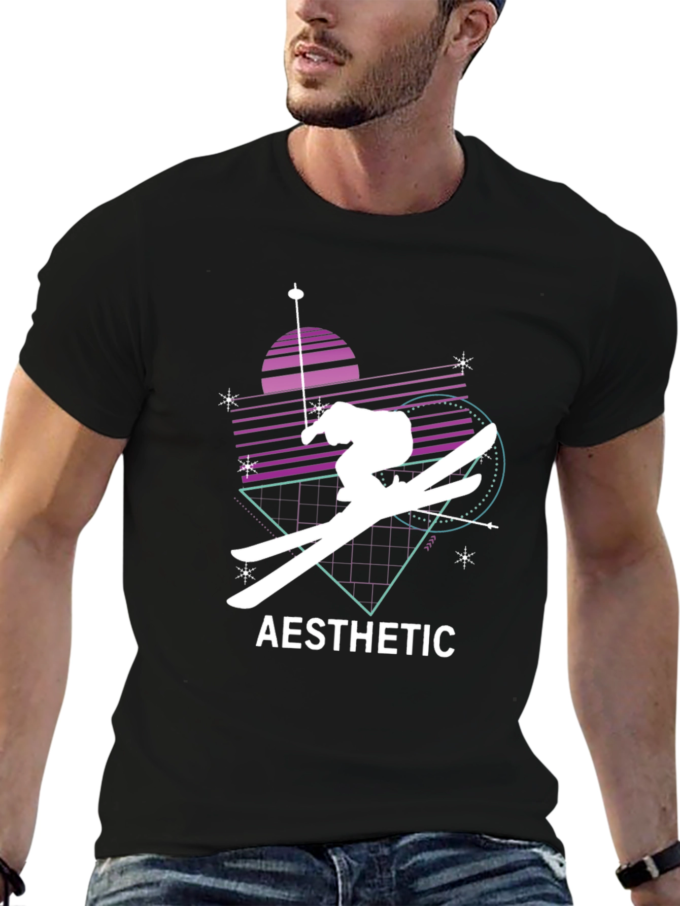 Aesthetic Skiing Graphic Tee - Black