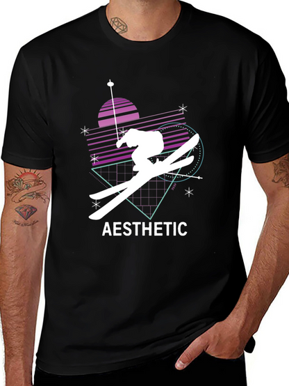 Aesthetic Skiing Graphic Tee - Black