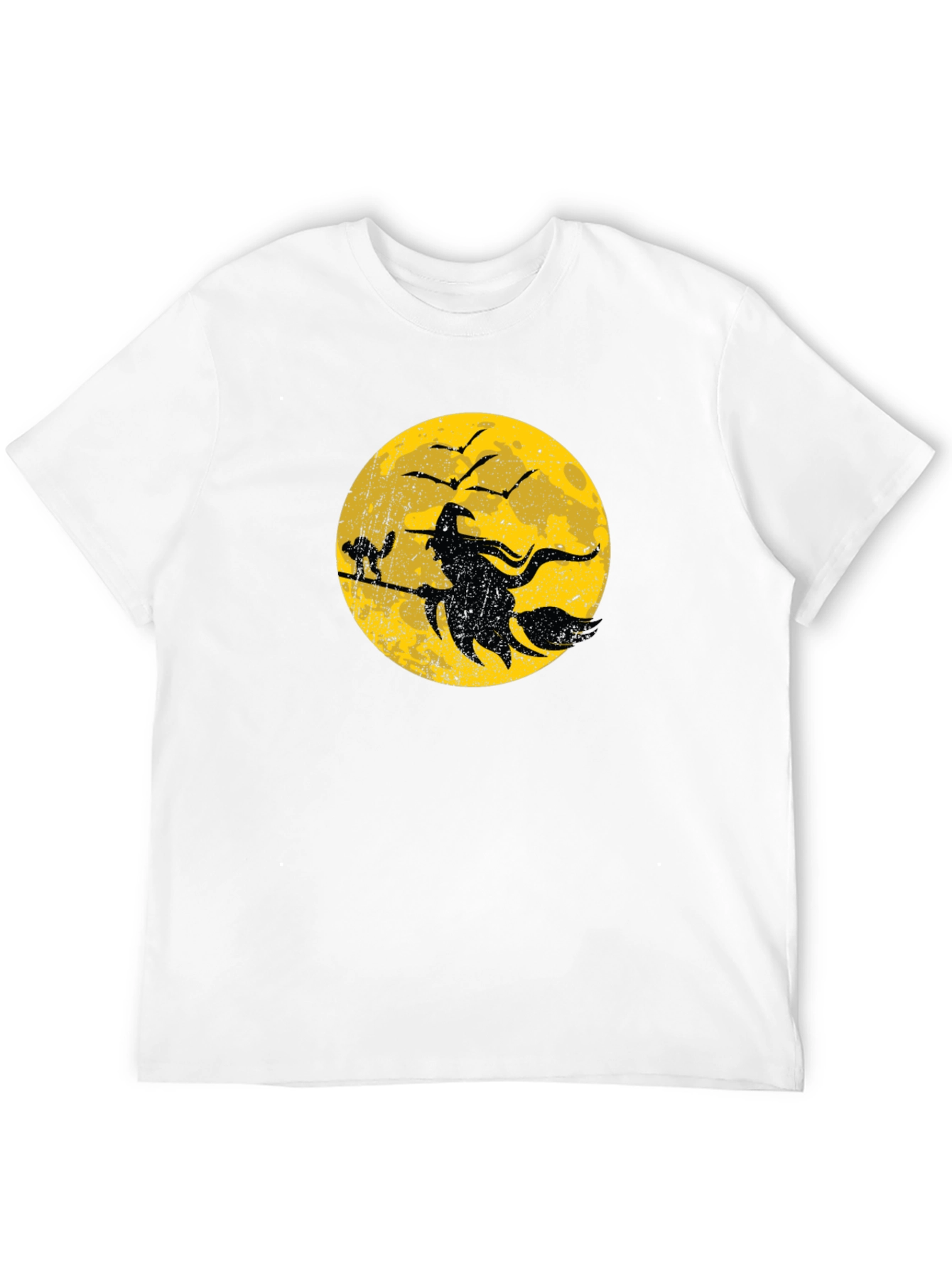 Halloween Witch and Cat Graphic T-Shirt