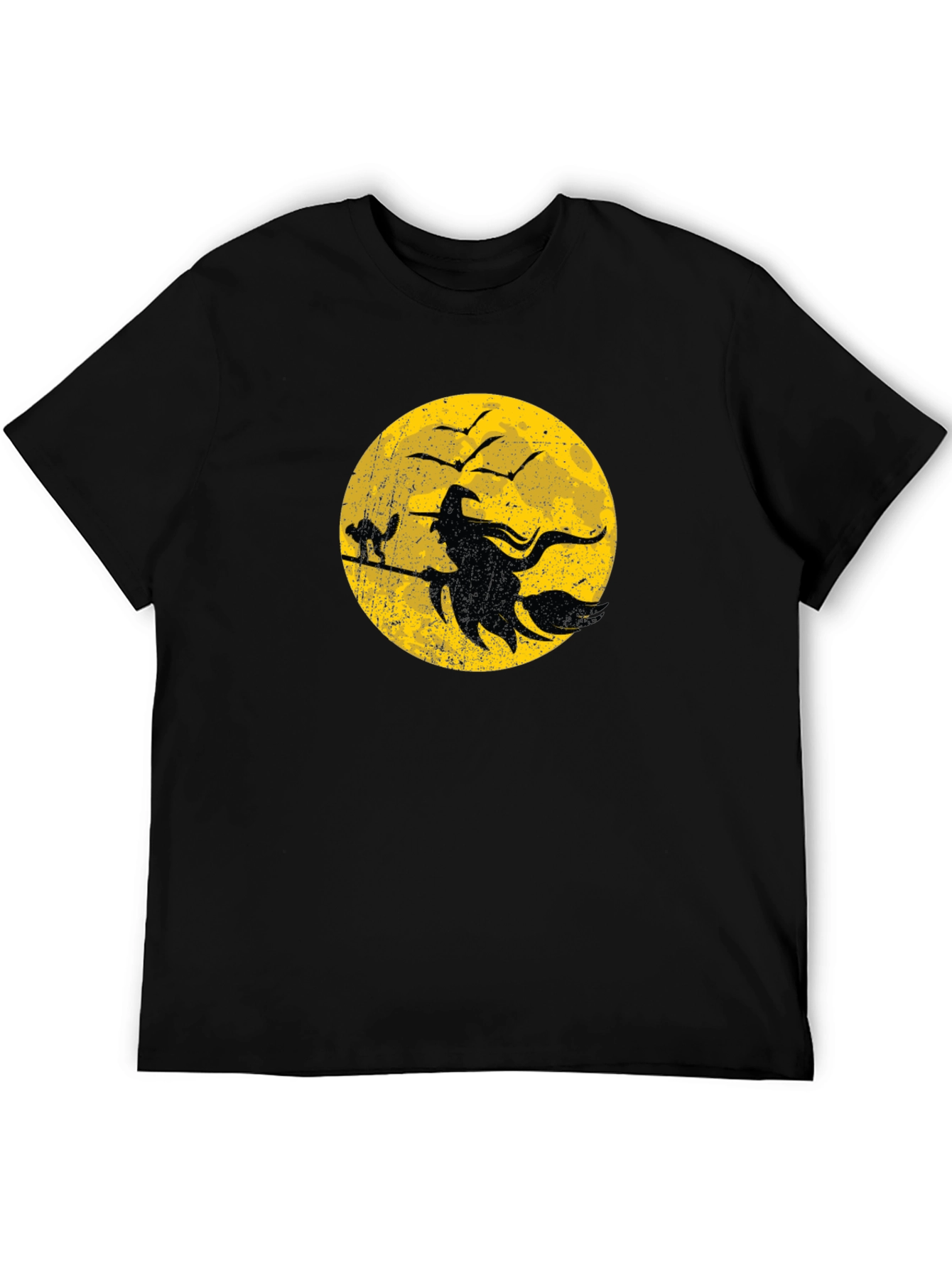 Halloween Witch and Cat Graphic T-Shirt