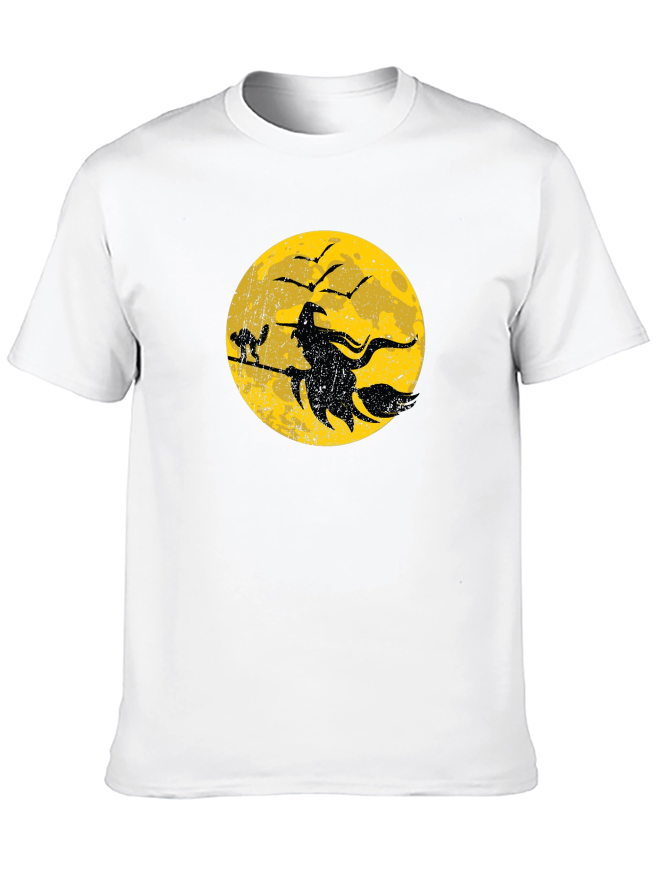 Halloween Witch and Cat Graphic T-Shirt