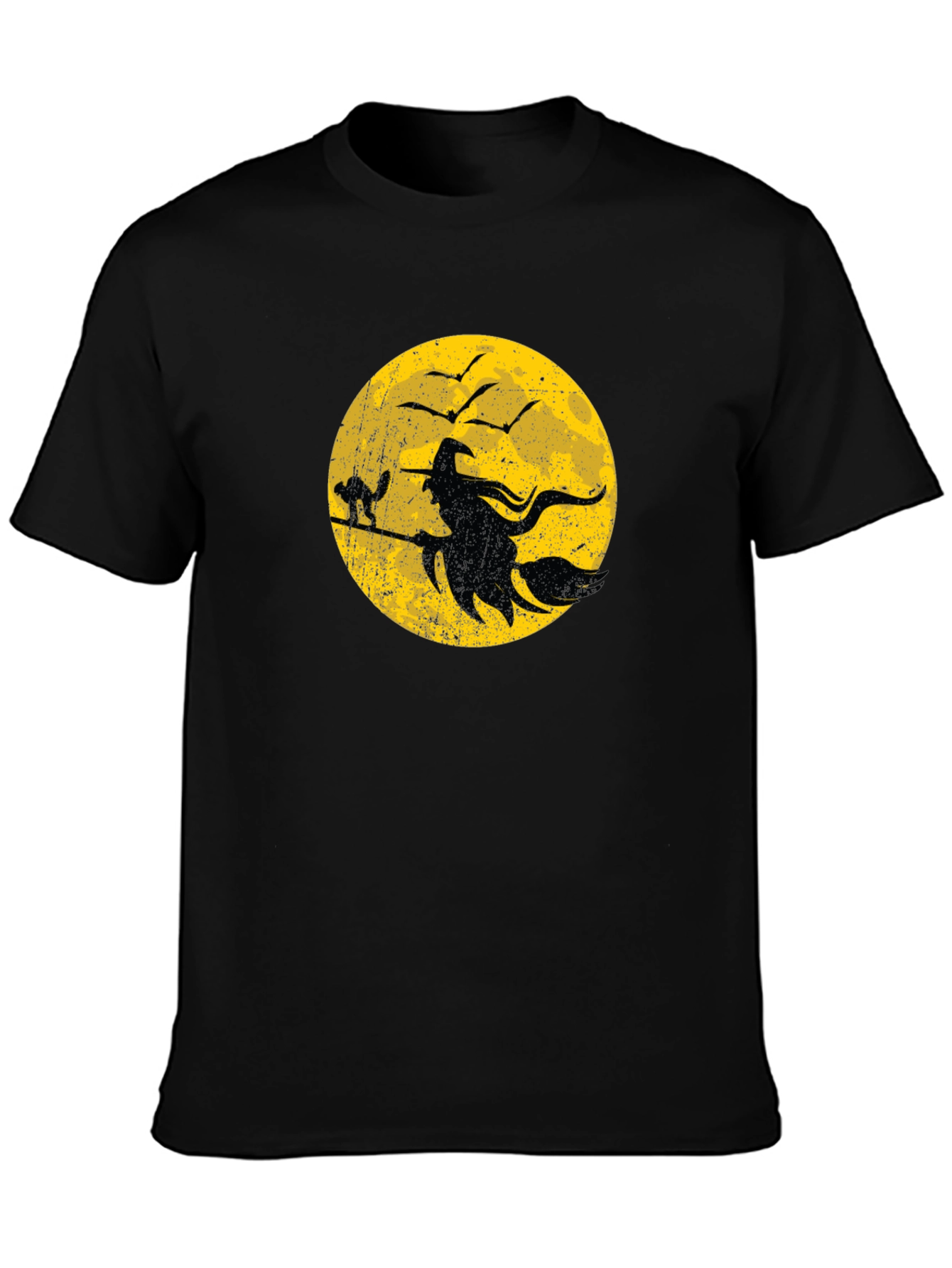Halloween Witch and Cat Graphic T-Shirt