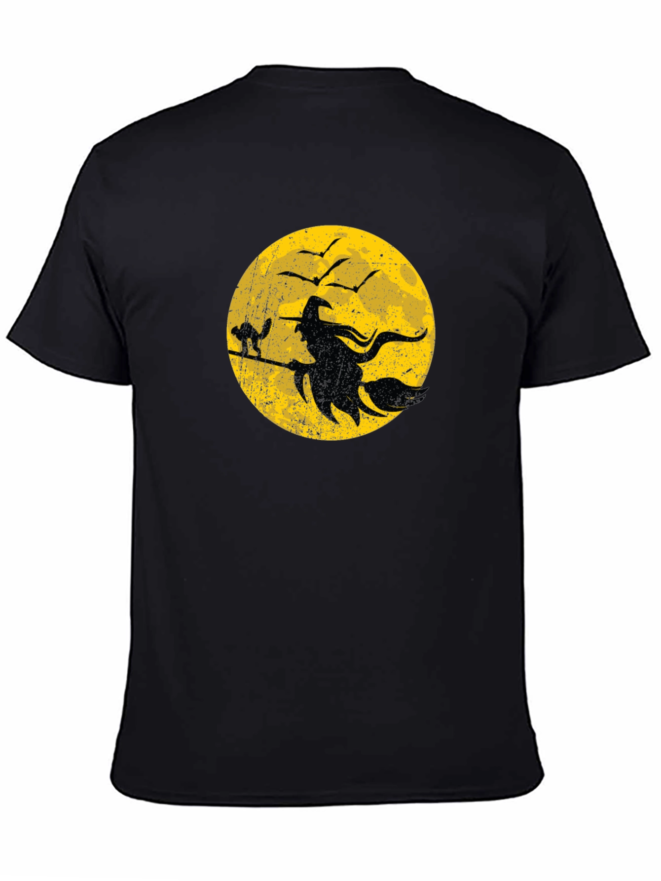 Halloween Witch and Cat Graphic T-Shirt