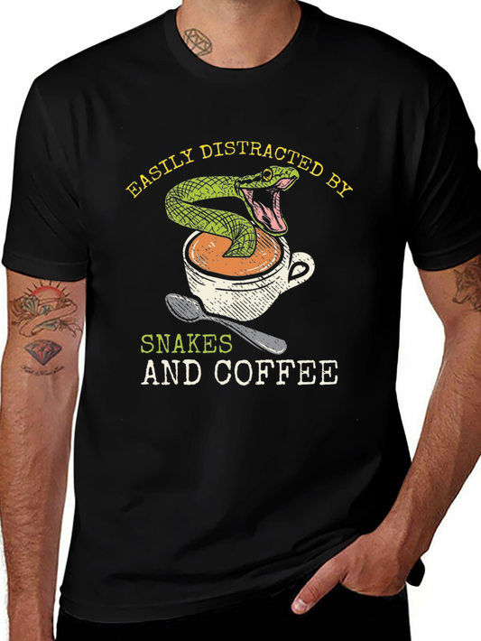 Snake & Coffee T-Shirt: Easily Distracted Tee
