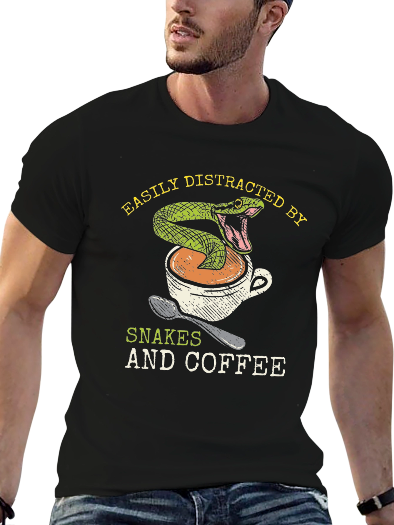 Snake & Coffee T-Shirt: Easily Distracted Tee