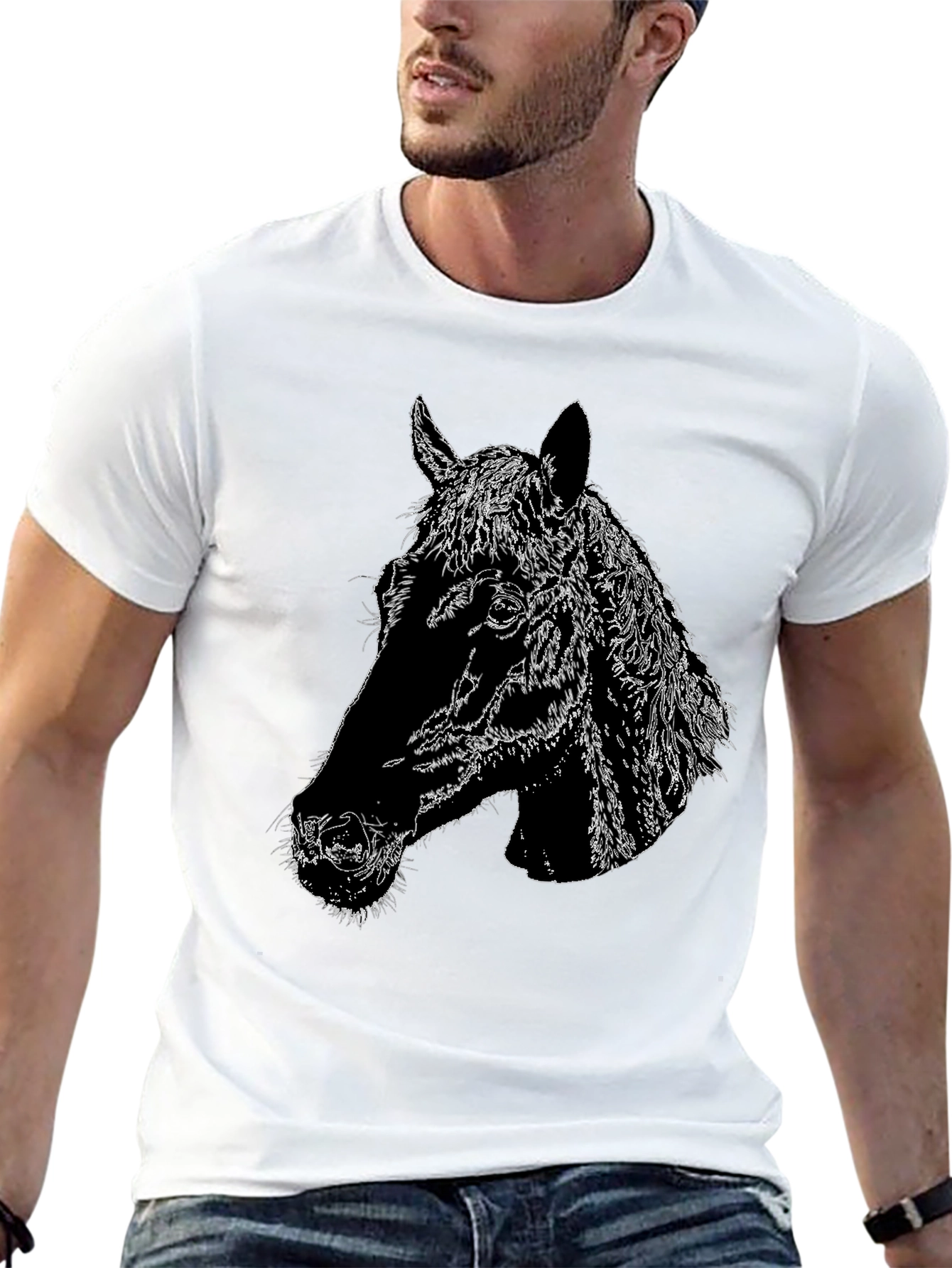 Horse Head Graphic Black T-Shirt