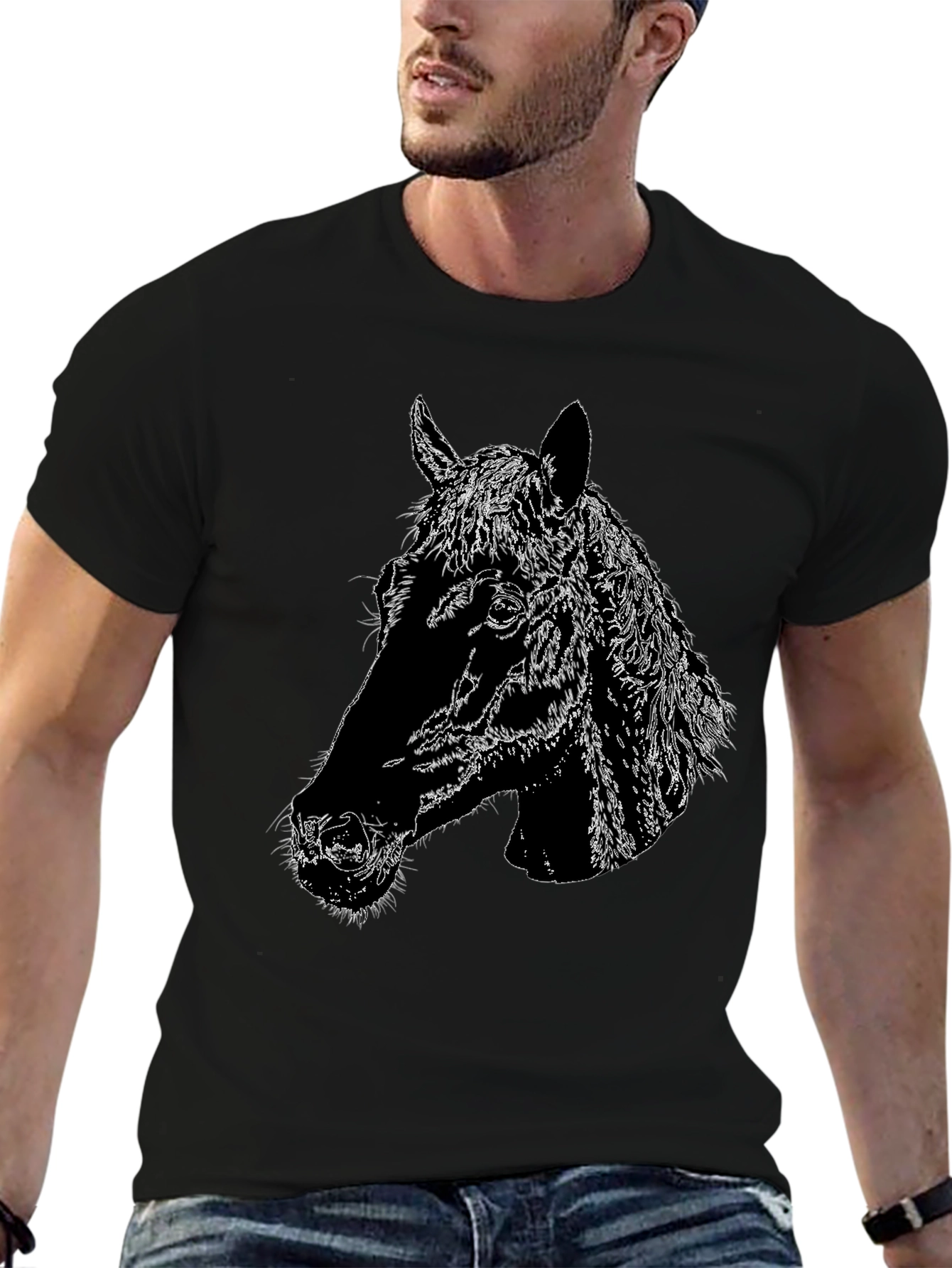 Horse Head Graphic Black T-Shirt
