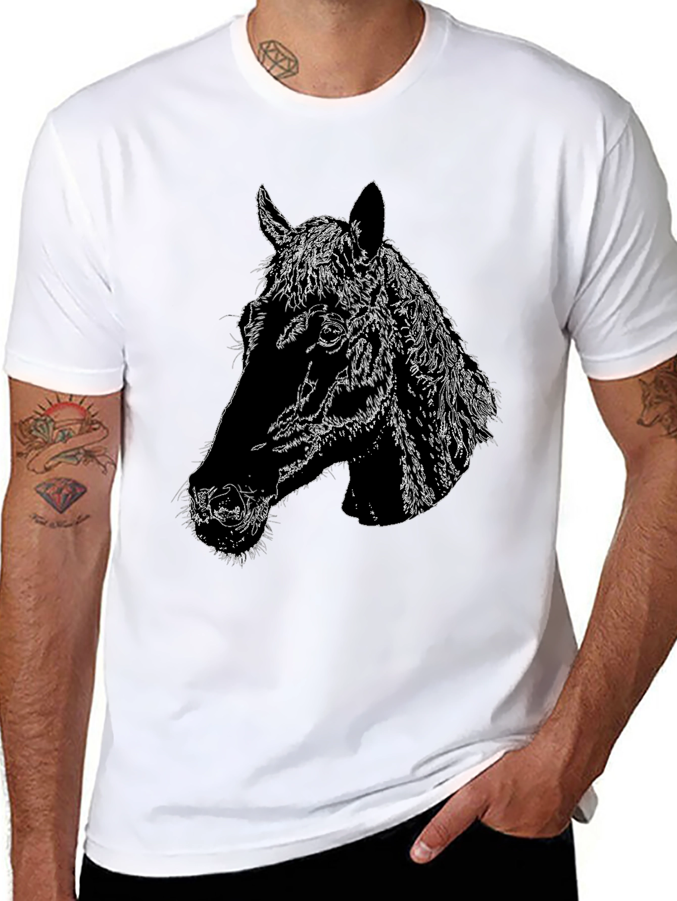 Horse Head Graphic Black T-Shirt