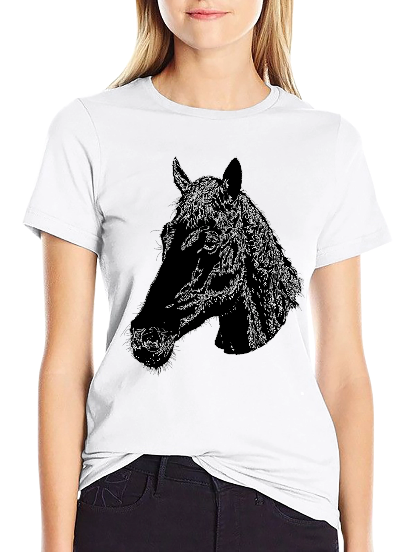Horse Head Graphic Black T-Shirt