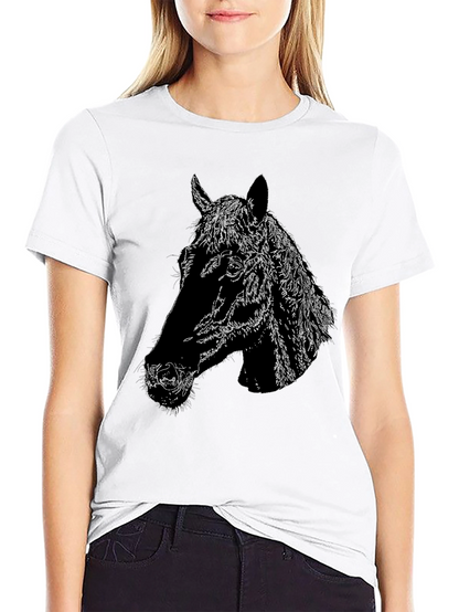 Horse Head Graphic Black T-Shirt