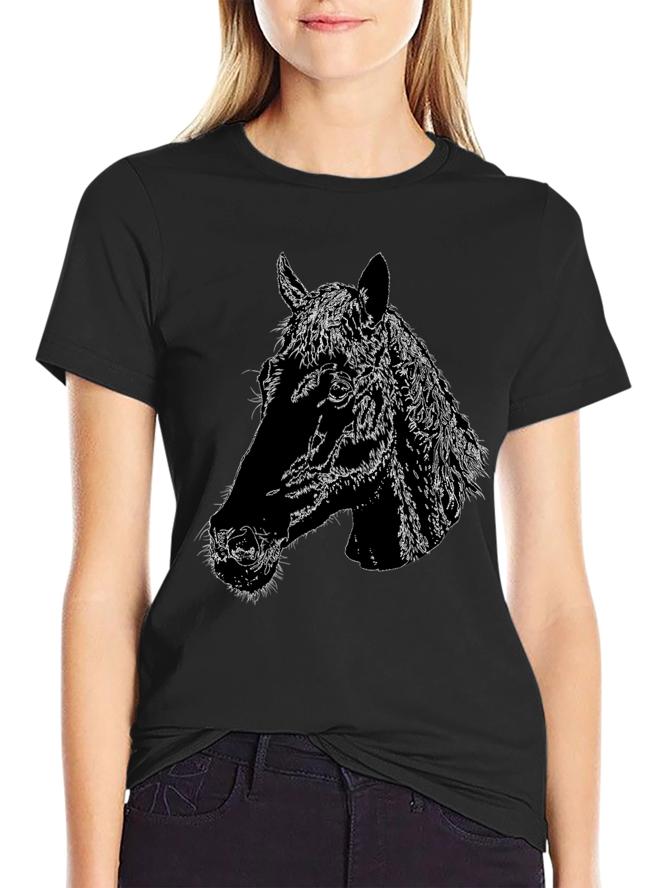 Horse Head Graphic Black T-Shirt