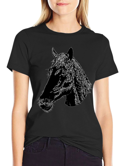 Horse Head Graphic Black T-Shirt