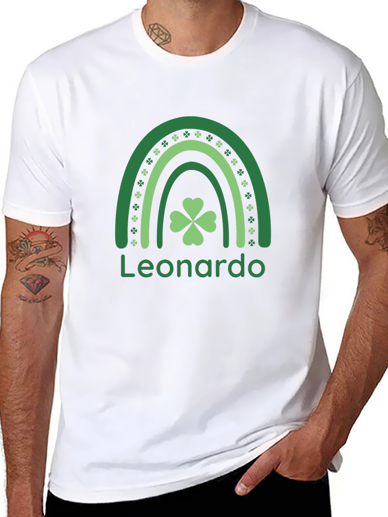St. Patricks Day Personalized Shamrock Rainbow T-Shirt