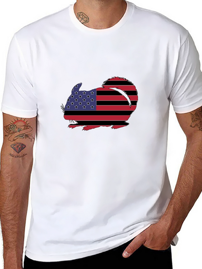 Patriotic Chinchilla Graphic Tee - Mens Black T-Shirt