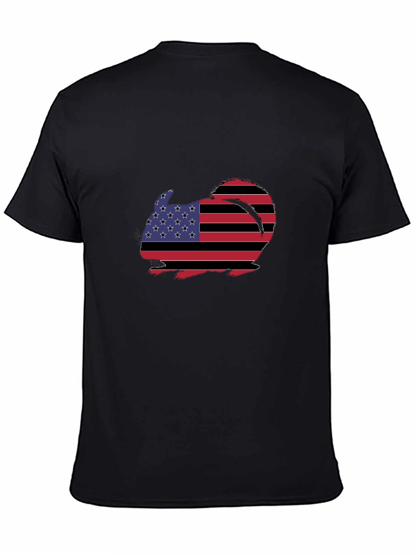 Patriotic Chinchilla Graphic Tee - Mens Black T-Shirt