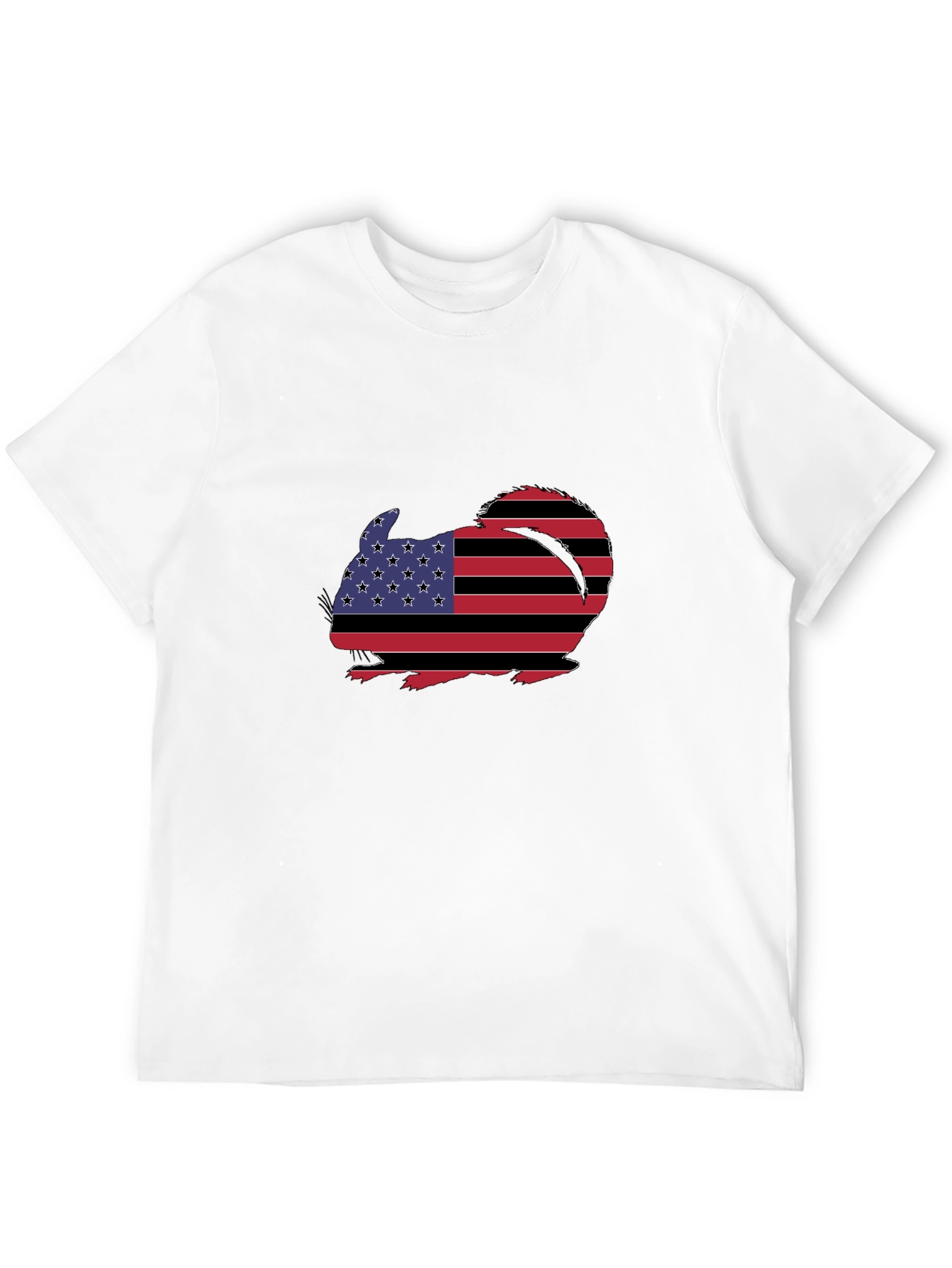 Patriotic Chinchilla Graphic Tee - Mens Black T-Shirt