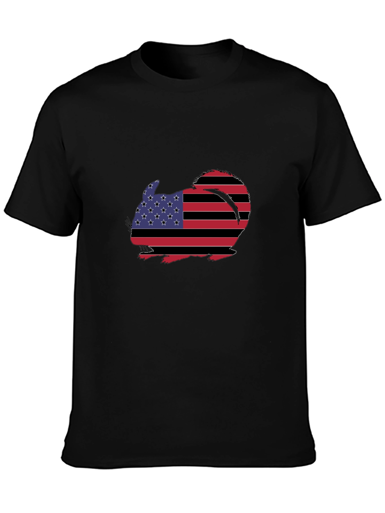 Patriotic Chinchilla Graphic Tee - Mens Black T-Shirt