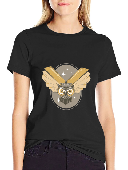 Mens Black Owl Graphic Tee