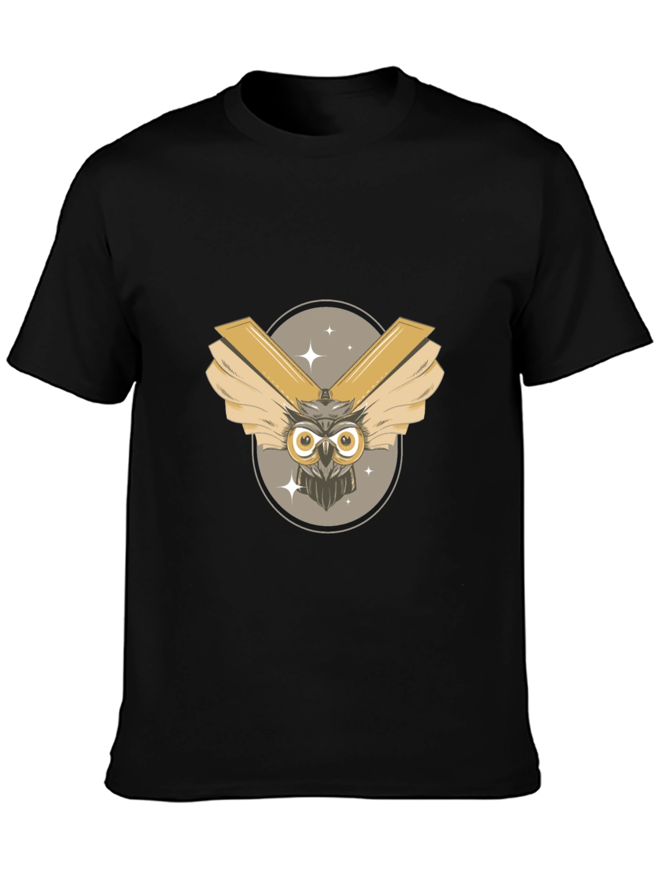 Mens Black Owl Graphic Tee