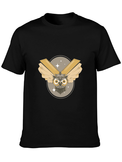 Mens Black Owl Graphic Tee